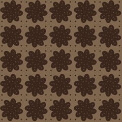 Monochromatic Brown Borderless Start Pattern with Stylish Daisy Motif seamless pattern