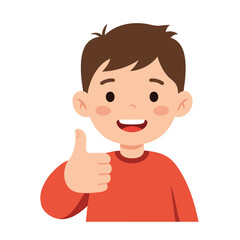 a happy child with a confident smile, giving a big thumbs-up gesture with one hand
