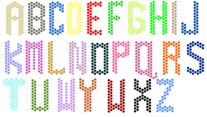 Bright Polygon Alphabet Made of Hexagonal Cells