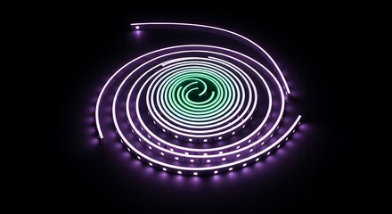 Abstract luminous spiral configuration against a backdrop of deep darkness