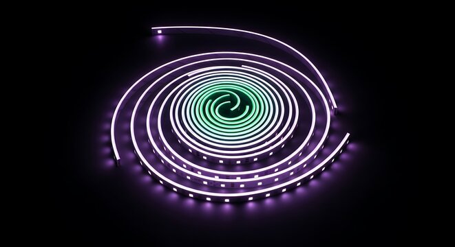 Abstract luminous spiral configuration against a backdrop of deep darkness