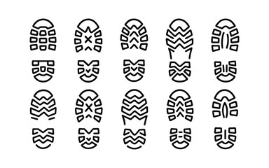 Step footprints paths. footstep prints and shoe steps . shoe tread footprints vector illustration isolated on white background.		
