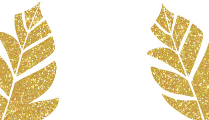 Luxury Golden Glitter Laurel Wreath Leaves Border