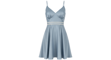 Isolated satin midi dress with thin straps, a-line silhouette for semi-formal events