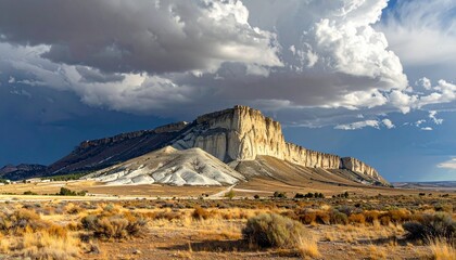 Dramatic Storm Clouds Over White Mesa Butte in Utah.
