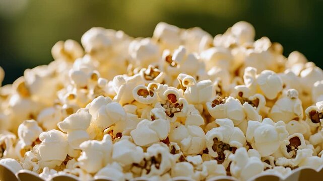 A bowl of freshly popped popcorn sitting on a table, ready for snacking