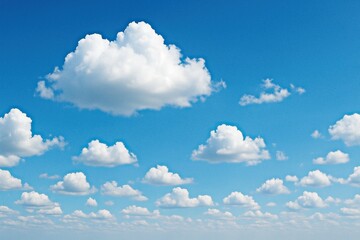 Blue Sky with Fluffy White Clouds on a Sunny Day