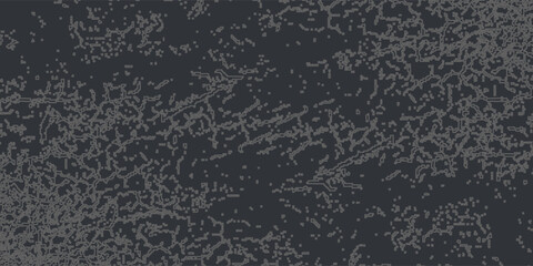 Monochrome Grunge Background. Abstract Black and White Texture with Scratched Lines, Spots and Blobs for Print, Card, Banner. Trendy Rough Halftone Pattern with Different Elements.