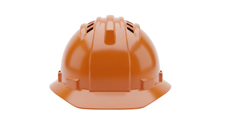 Isolated orange hardhat providing head safety on construction sites or industrial areas