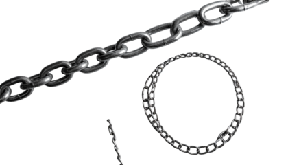 Dual Composition Set of Metal Chains, isolated on transparent background