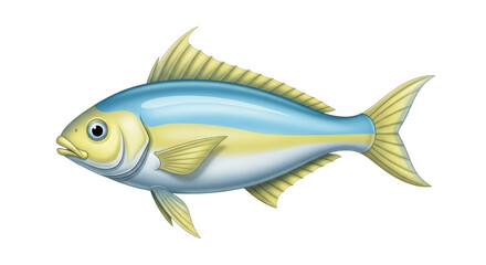 Fototapeta premium Isolated yellowfin tuna fish marine wildlife animal, bigeye thunnus albacares aquatic ocean creature