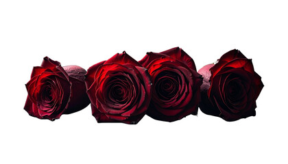 Romantic Flower Collection Featuring Scarlet Roses on Rustic Surface, isolated on transparent background