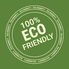 Green Background 100 Percent Eco Friendly Stamp