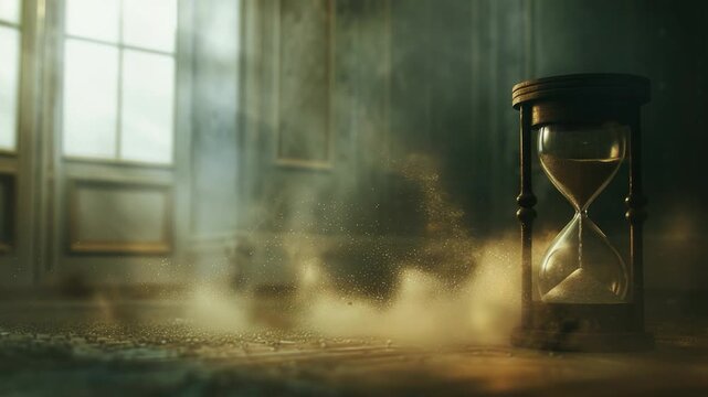 video An hourglass with sand flowing out, symbolizing the passage of time