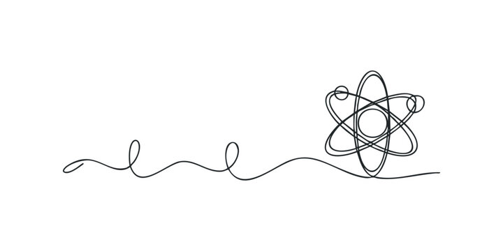 Single Line Drawing Atom Symbol Flowing
