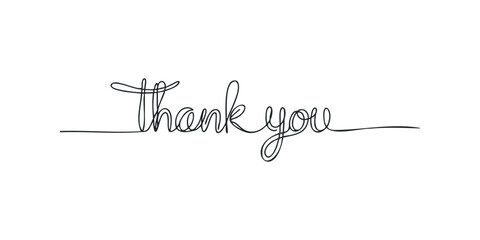 Thank you handwritten text continuous line drawing