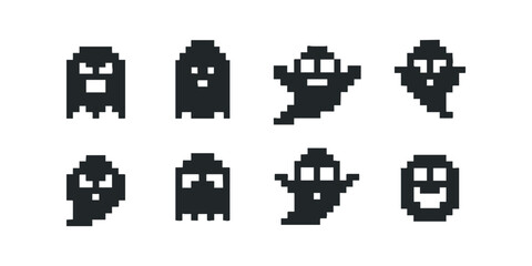 Pixelated Ghost Icons Set