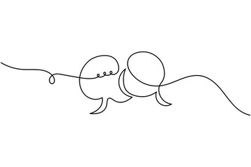 Obraz premium Chat speech bubble continuous one line drawing minimalist communication and message vector illustration