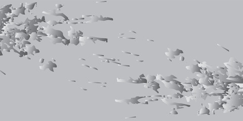 Abstract Gray Splatter Pattern with Angular Shapes and Gradient Effect.