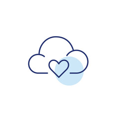 Cloud and heart. Add data to favorites, virtual storage care and protection. Pixel perfect, editable stroke vector icon