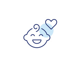 Infant baby boy and heart. Childcare and parenting. Kid safe products. Pixel perfect, editable stroke vector icon
