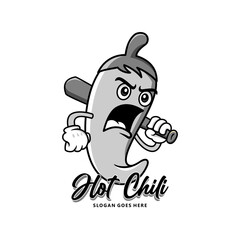 Hot chili art logo vector design monochrome