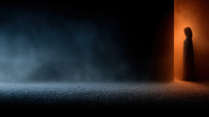 Person standing at the boundary of light and darkness depicts a moment of choice in life's journey