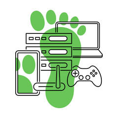 Digital Carbon Footprint Concept - Vector Illustration