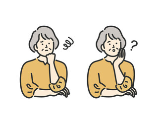 ミドル　シニア　中年　主婦　女性の悩みアイコンイラスト