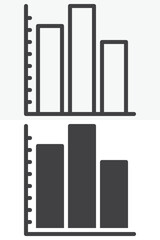 Bar chart line and solid icon set pack, different style
