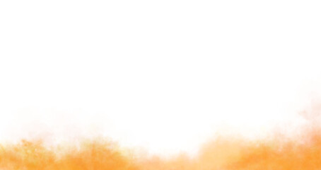 Bright dense orange smoke cloud at the bottom of the frame on transparent background, cinematic warm haze for commercial template mockup and tech presentations with fire effect illustration