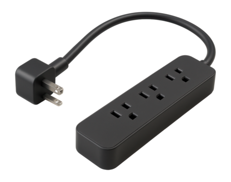 Right-angled extension cord for a snug fit behind furniture in your study.