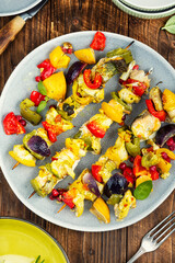 BBQ Fish Skewers with Vegetables.