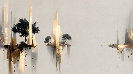 eco city, sustainable architecture, renewable energy, wind turbines, green urban landscape, environmental art, abstract cityscape, gold texture, minimalism, clean energy, modern design, future city