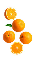 Floating Fresh Orange Fruit in Mid Air on Transparent Background