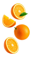 Floating Fresh Orange Fruit in Mid Air on Transparent Background