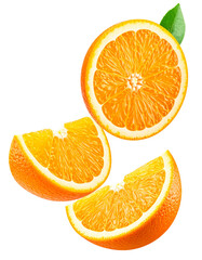 Floating Fresh Orange Fruit in Mid Air on Transparent Background