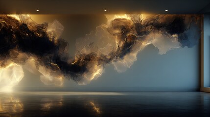 recycled art, modern installation, eco design, sustainable art, abstract sculpture, contemporary gallery, environmental artwork, creative recycling, minimal interior, art and technology, light install