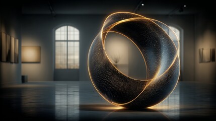 recycled art, modern installation, eco design, sustainable art, abstract sculpture, contemporary gallery, environmental artwork, creative recycling, minimal interior, art and technology, light install