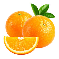 Fresh Orange Fruit with Slice on Transparent Background