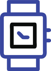 Vector icon of a smartwatch on a transparent background, blue outline