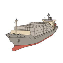 Illustration of a container ship loaded with cargo.