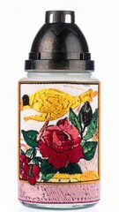 Close up Shot of Floral Mosaic Candle Lantern on White Background