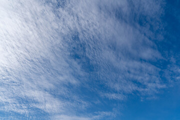 A blue sky lightly covered with thin clouds in Fukuoka prefecture, JAPAN.
