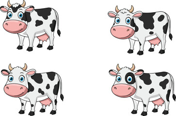 artoon cow illustrations, farm animal design, spot differences, children’s activity, educational drawing, livestock art, playful characters, agriculture theme, lively, colorful sketch