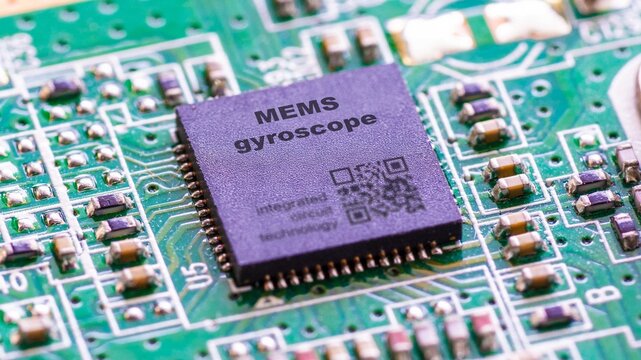 MEMS gyroscope Measures angular velocity for motion tracking.