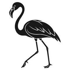 Obraz premium Black silhouette of a flamingo in profile