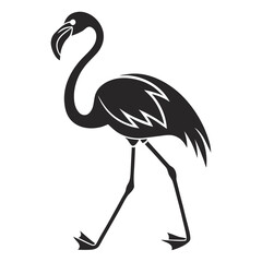 Obraz premium Black silhouette of a flamingo walking