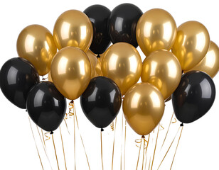 set of golden and black festival bloons in groups isolated transparent
