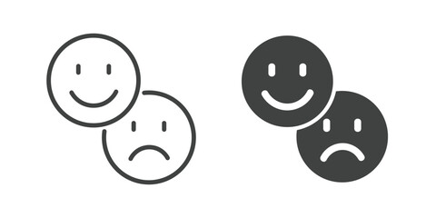 Happy and Sad Emoticons Mood Swing Icon. Line and glyph solid icon